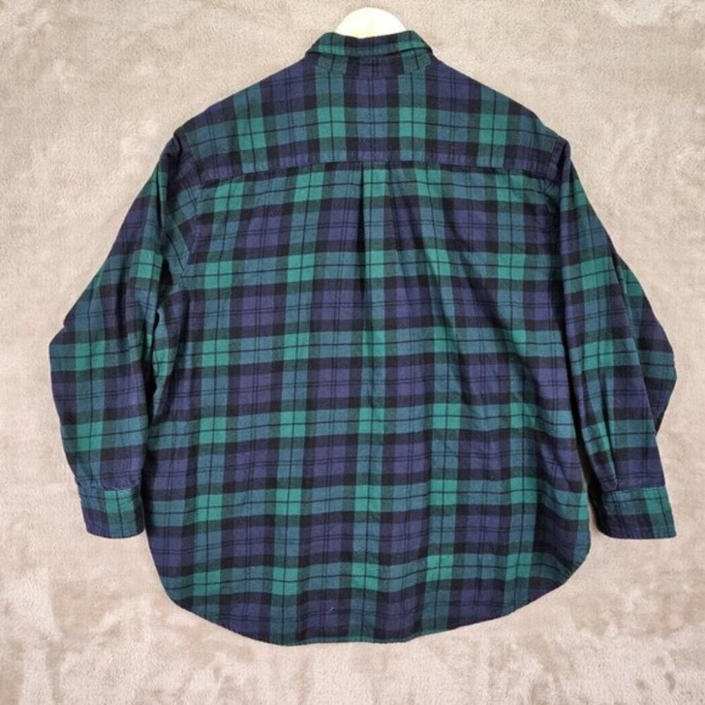 Gap Shirt Flannel Green Purple Plaid Pocket Button Down Women's Size XL Outdoor - Picture 2 of 10